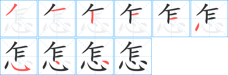 怎字的筆順?lè)植窖菔?></p>
<script src=