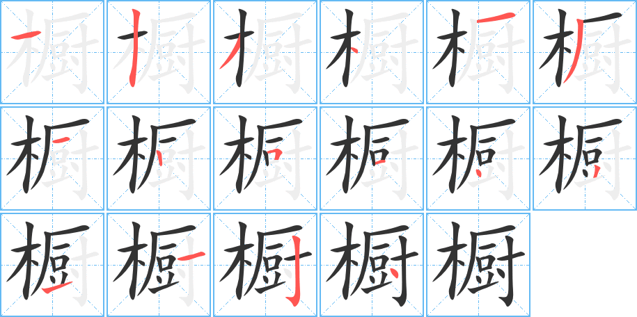 櫥字的筆順?lè)植窖菔?></p>
<script src=
