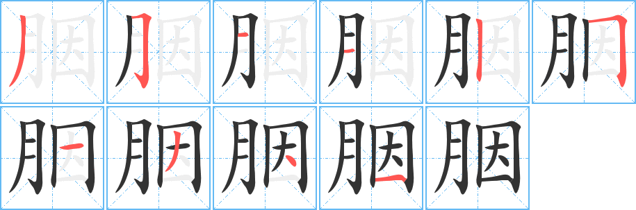 胭字的筆順?lè)植窖菔?></p>
<script src=