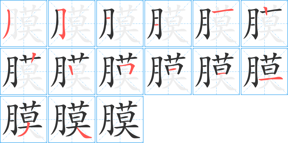 膜字的筆順?lè)植窖菔?></p>
<script src=