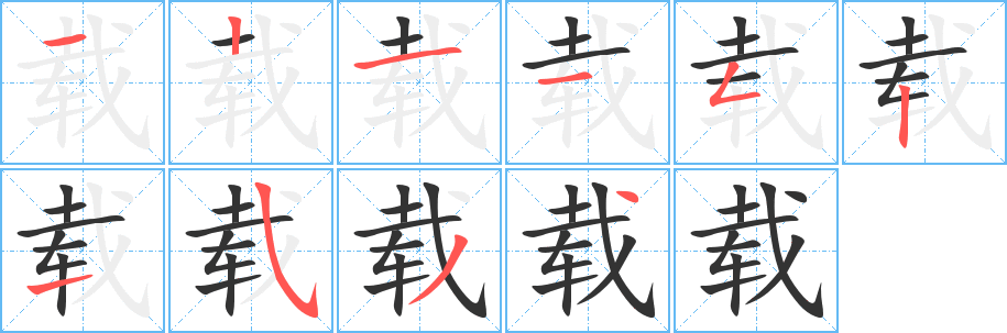 載字的筆順?lè)植窖菔?></p>
<script src=
