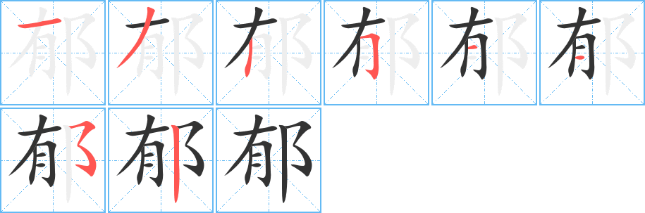 郁字的筆順?lè)植窖菔?></p>
<script src=