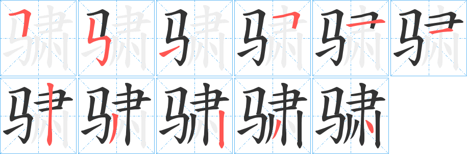 骕字的筆順?lè)植窖菔? /></p>
<script src=