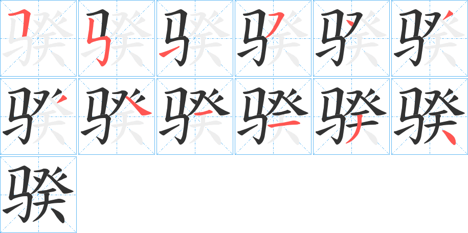 骙字的筆順?lè)植窖菔? /></p>
<script src=